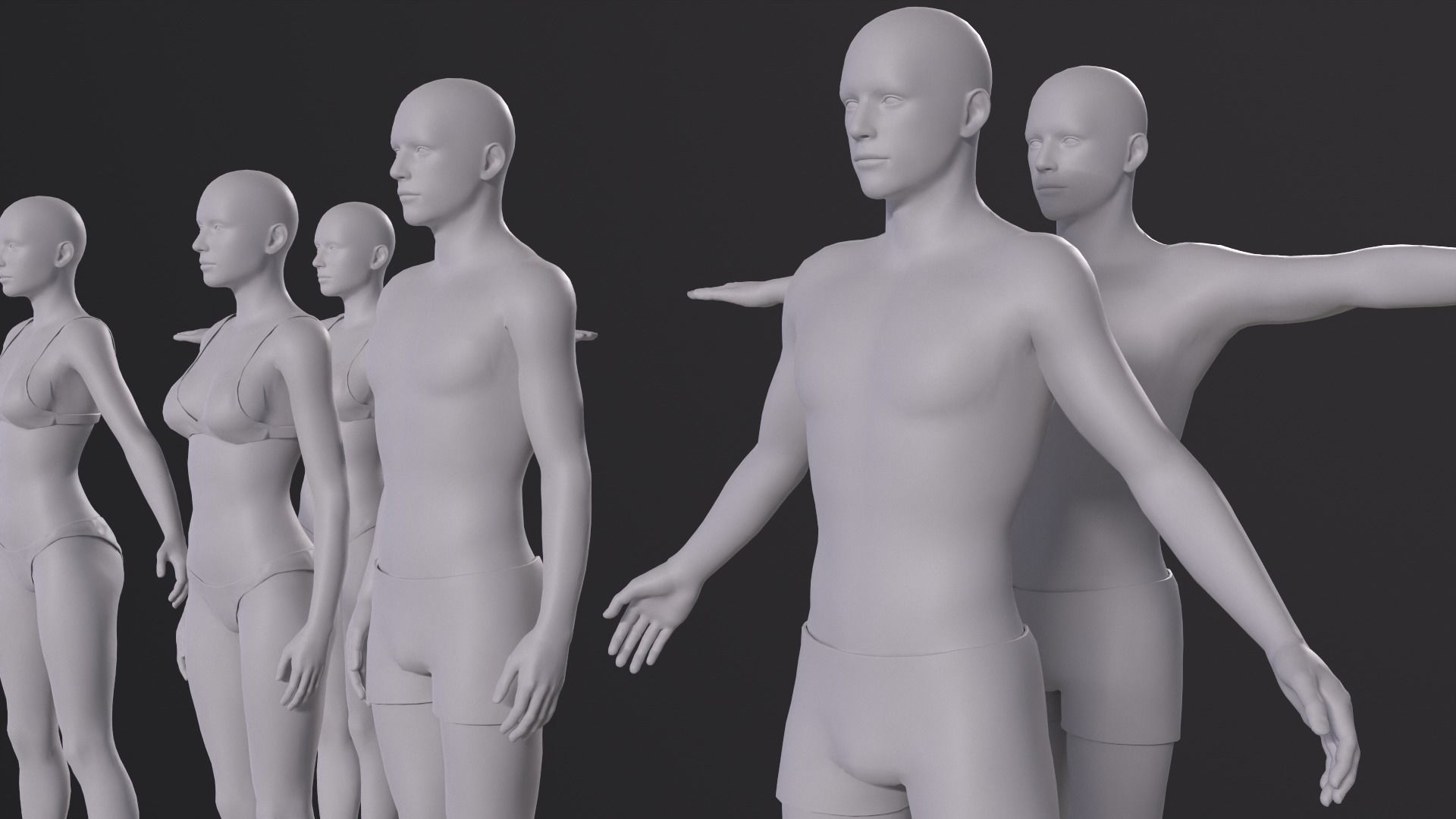 Characters Base 3D model Characters base mesh pack VR / AR / low-poly | CGTrader