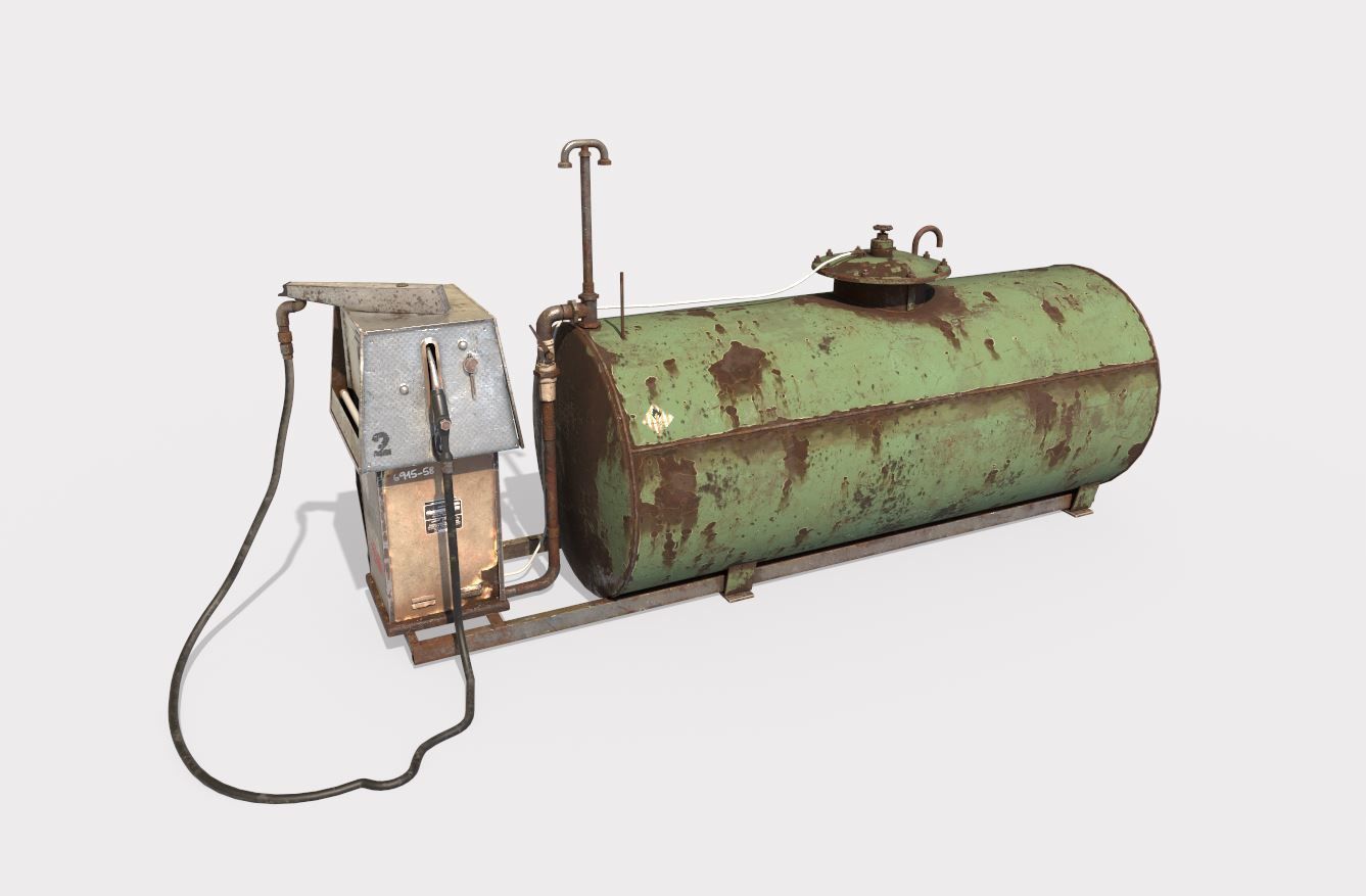 Old Gas Pump and Gas Tank 3D model | CGTrader