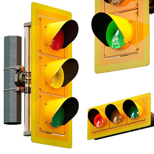 Yellow traffic light 3D model CGTrader