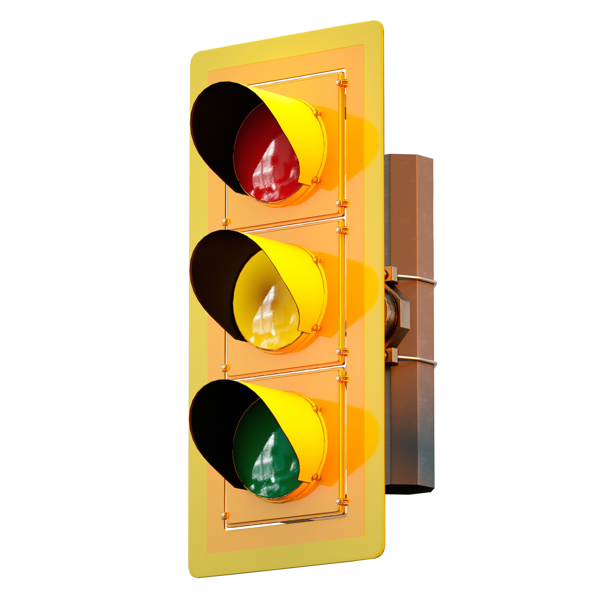 Yellow traffic light 3D model CGTrader