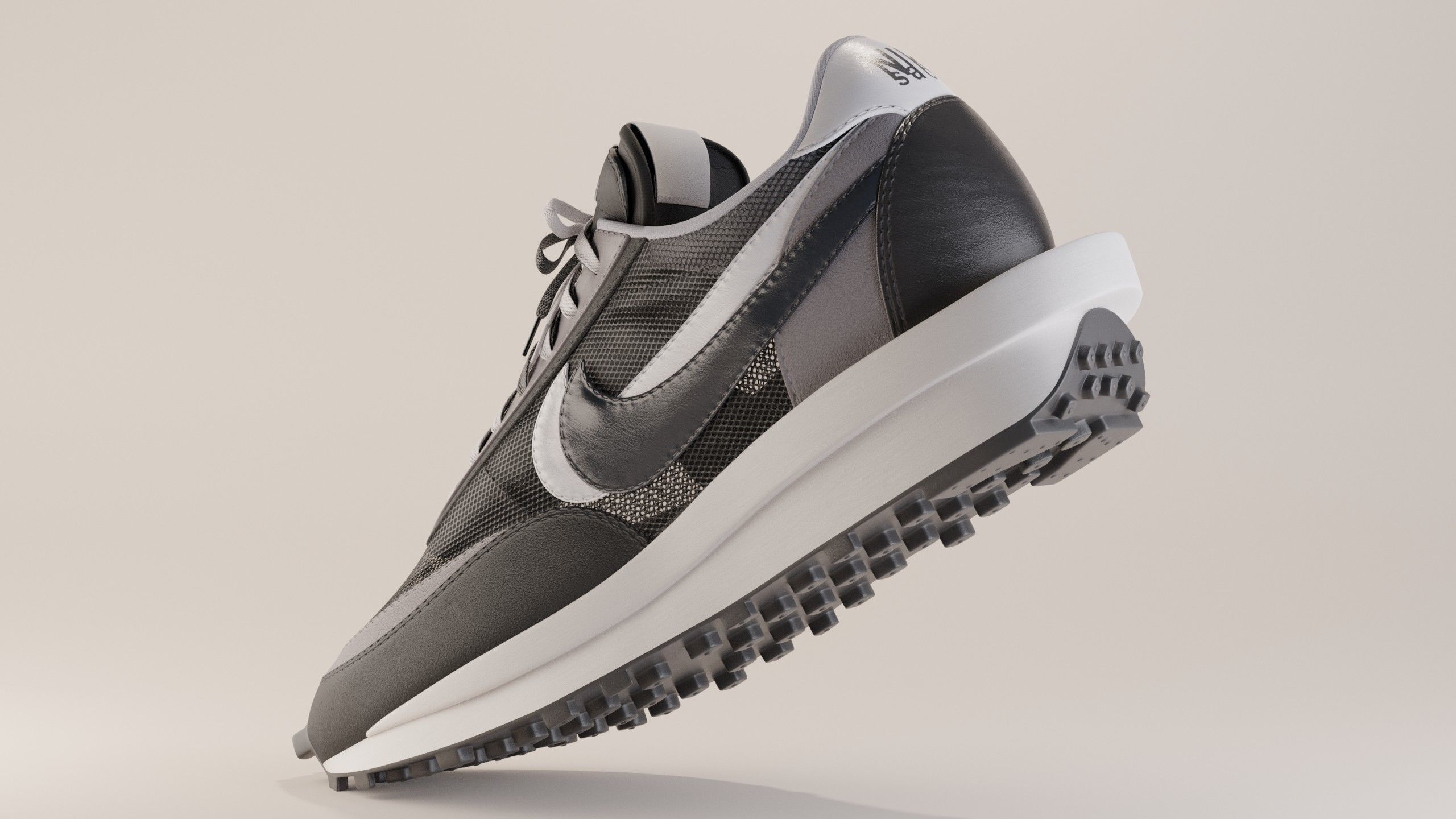 sacai ld waffle black and white