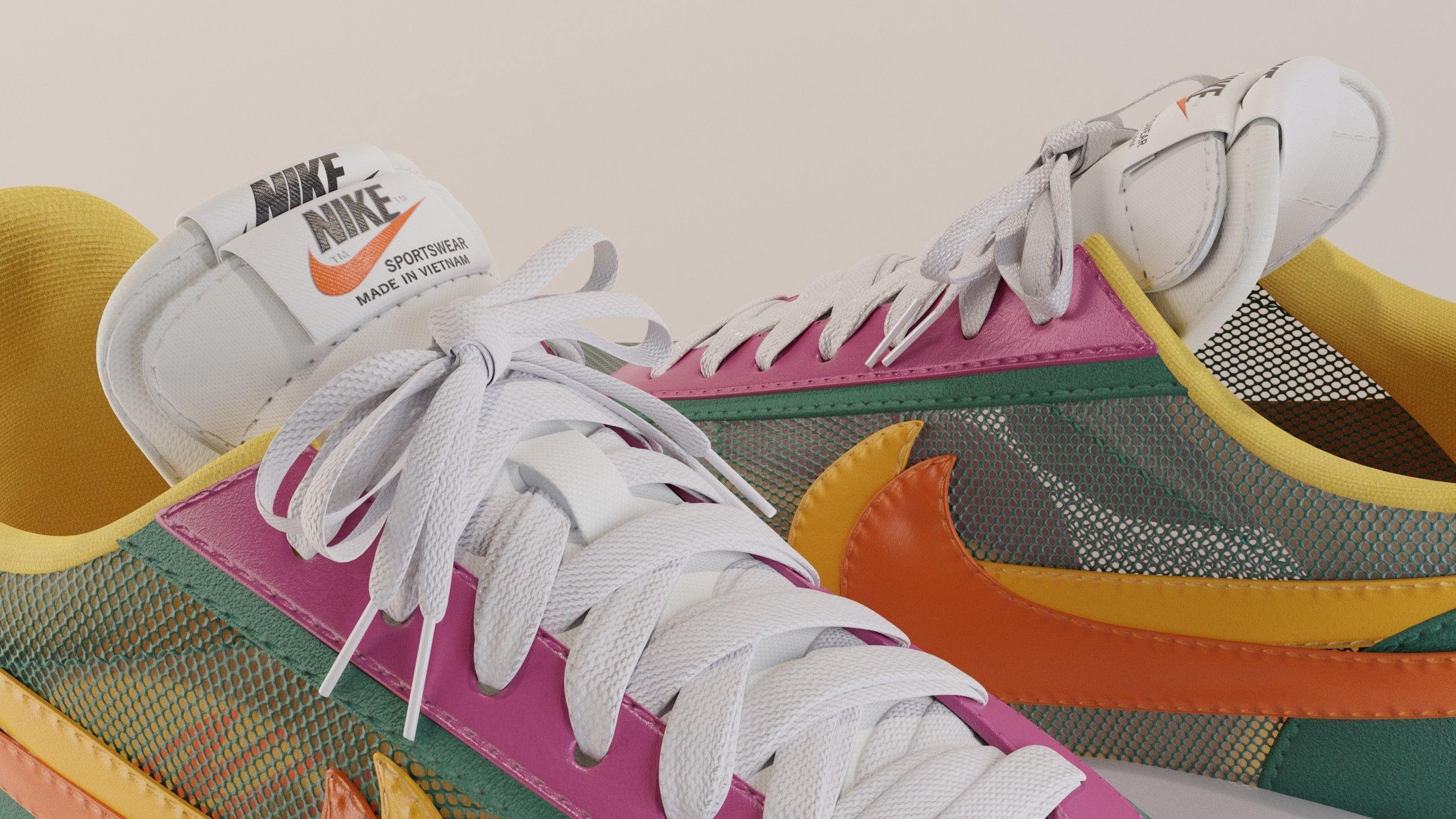 sacai waffle pine green on feet