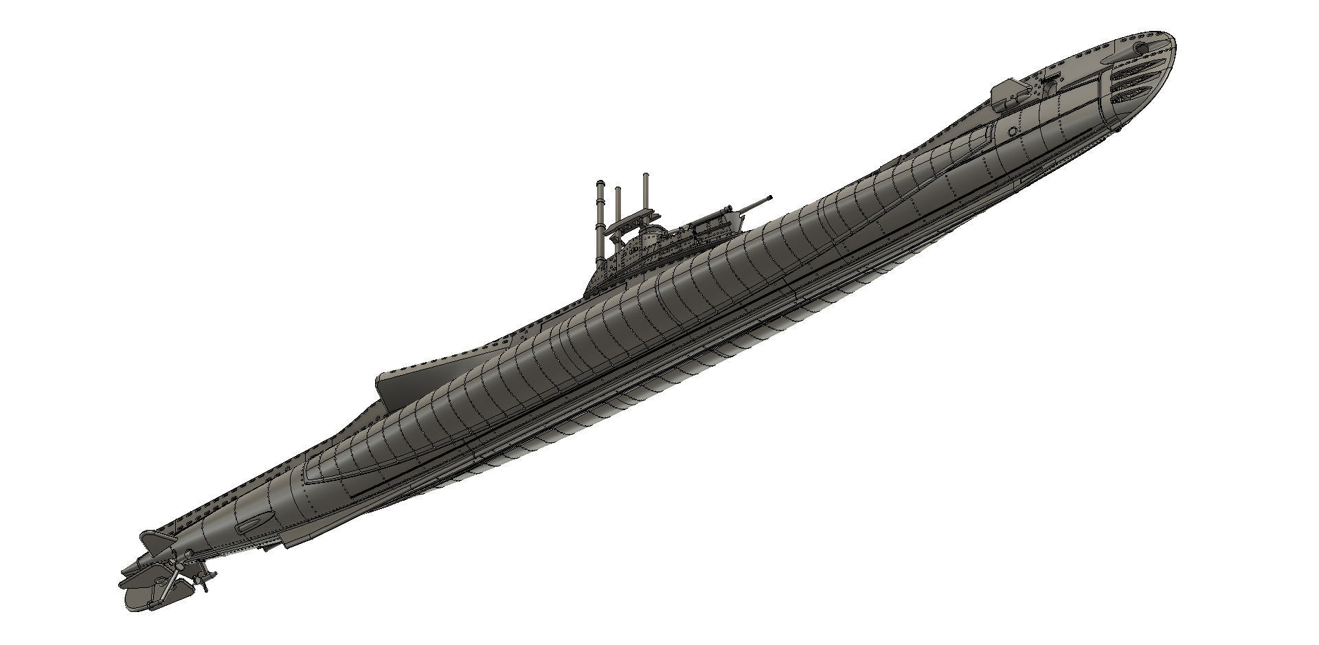 British Tclass submarine 1350 scale model STL 3D model 3D printable