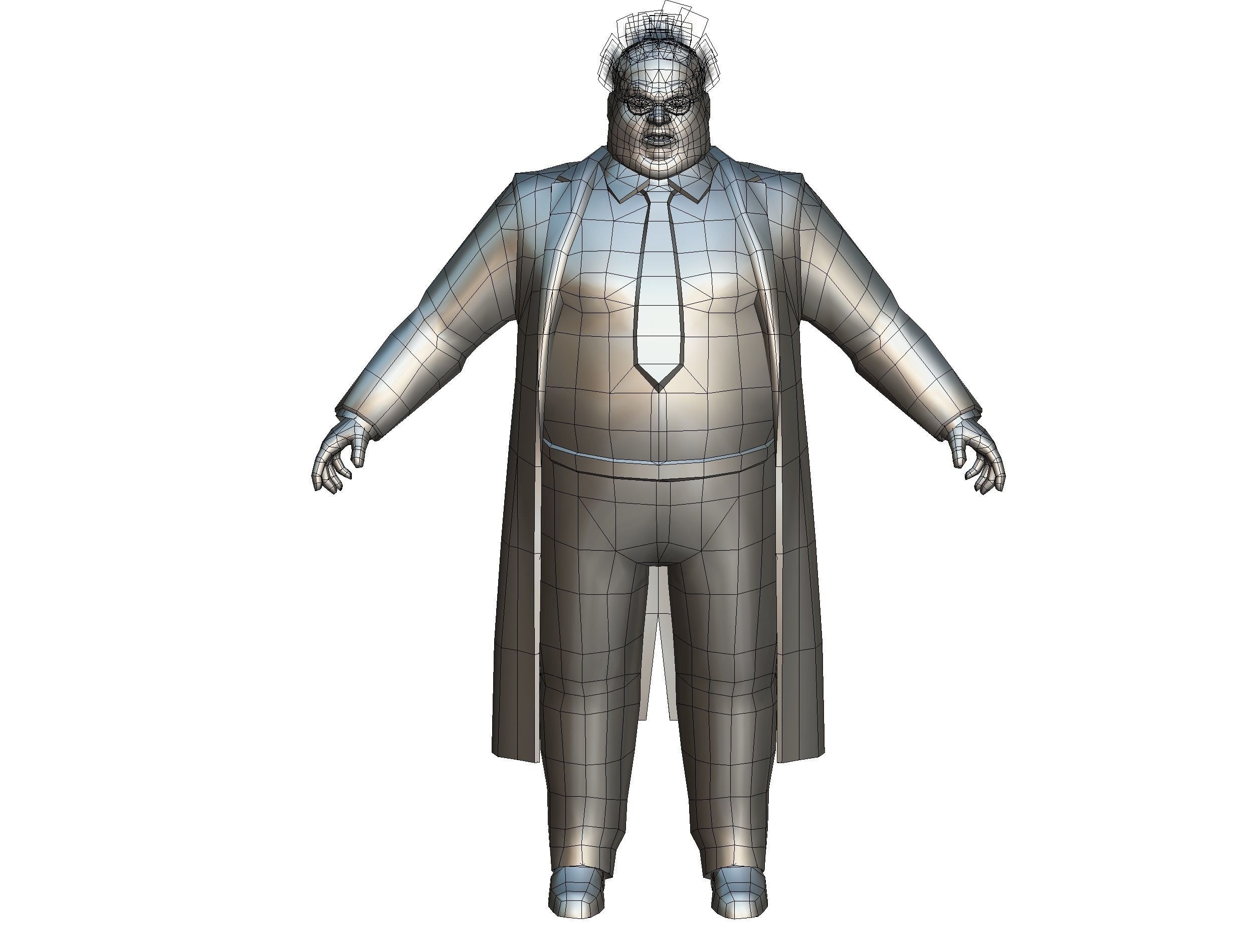 3D Model A Disheveled Fat Old Man In A Chemistry Coat VR AR Low 