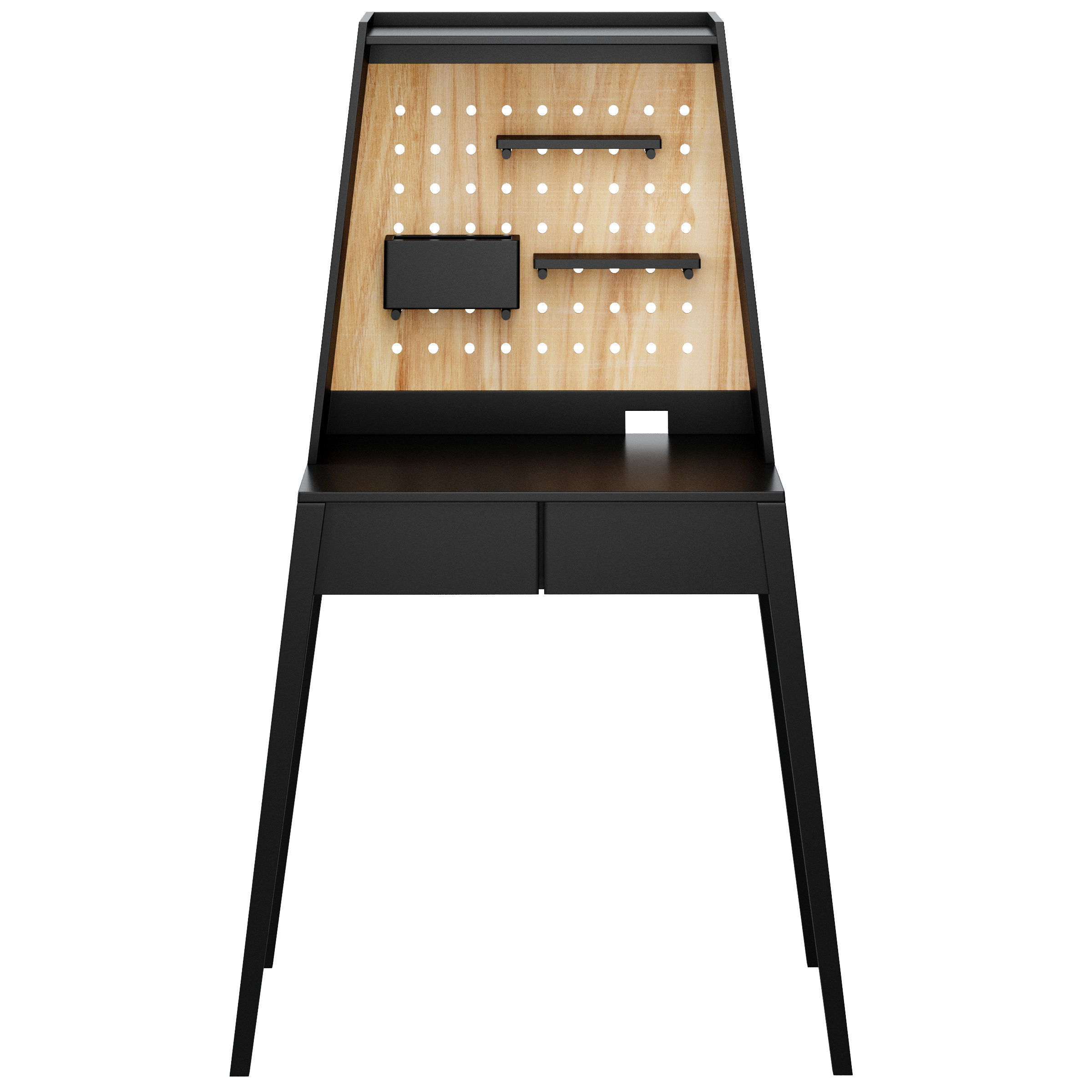 Atticus Small Black Desk with Power and Hutch Crate and Barrel 3D model