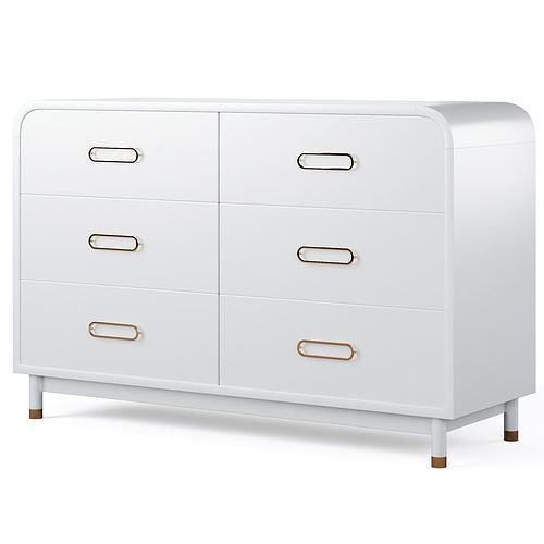 Kids Arlo Wide White and Gold Dresser by Crate and Barrel 3D model CGTrader