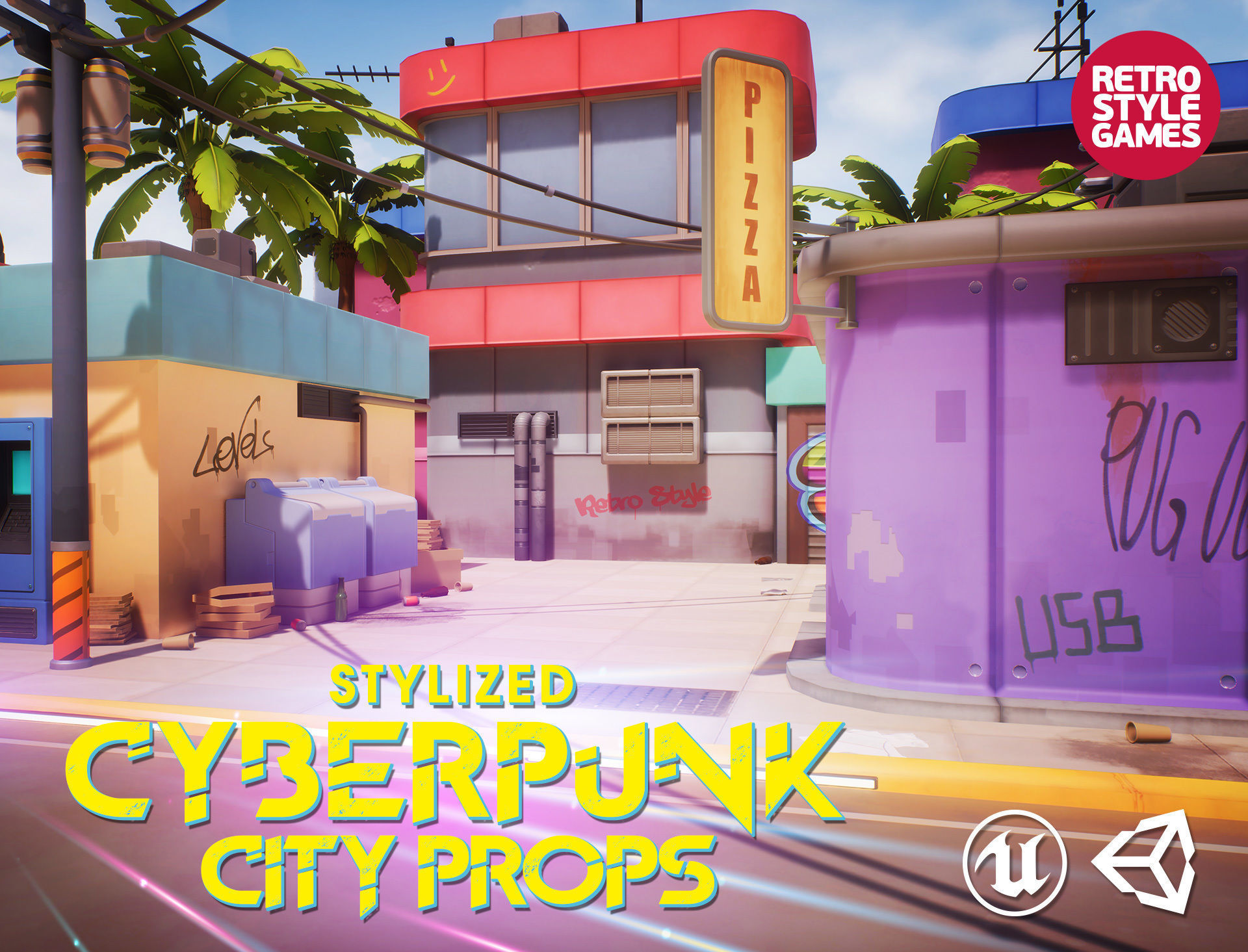 3D model Stylized Cyberpunk City Props VR / AR / low-poly | CGTrader