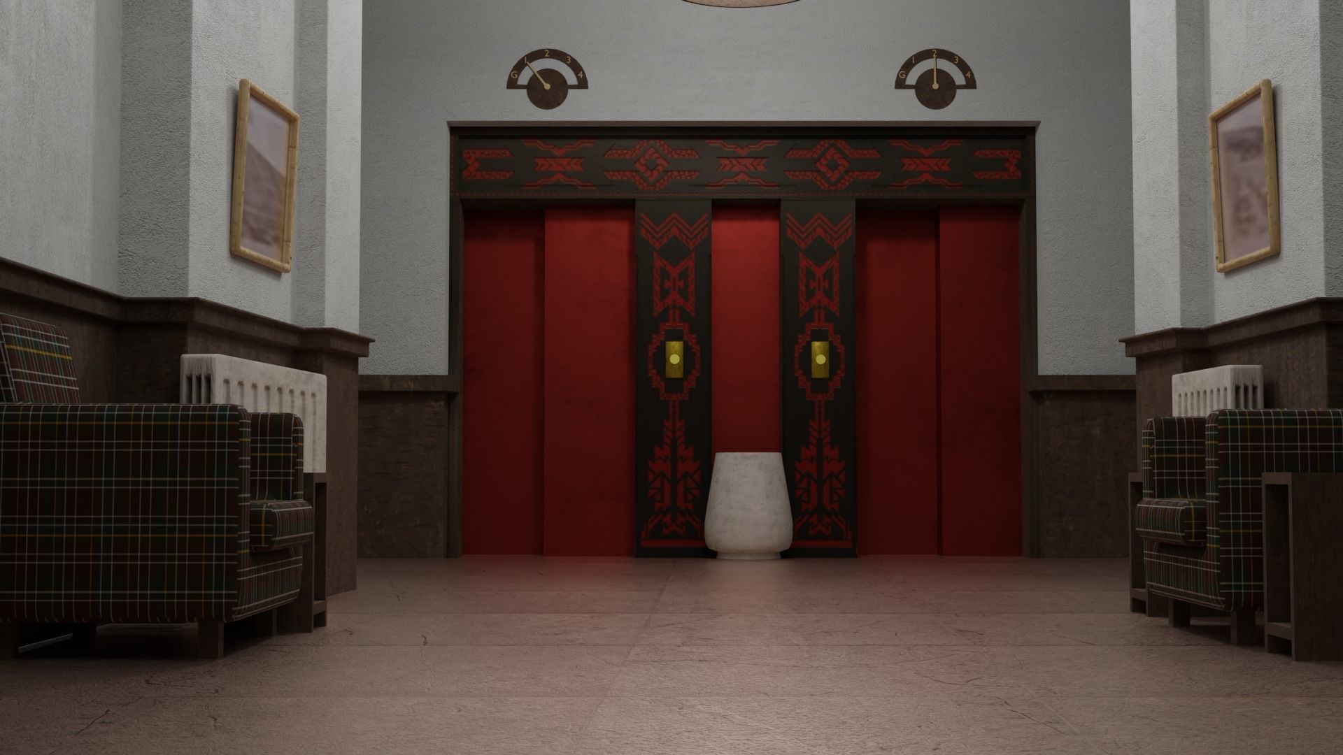 3D model Elevator Scene from The Shining 3D model Low Poly VR / AR / lowpoly CGTrader
