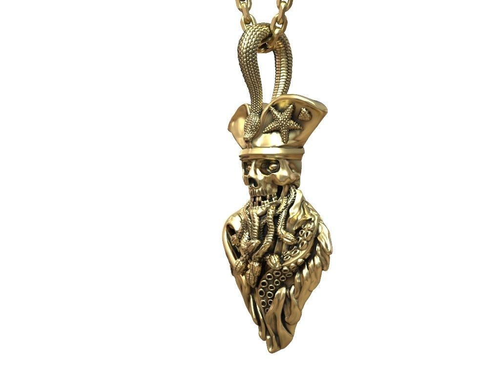 Pendant undead pirate skull snakes octopus tentacle 3D model 3D