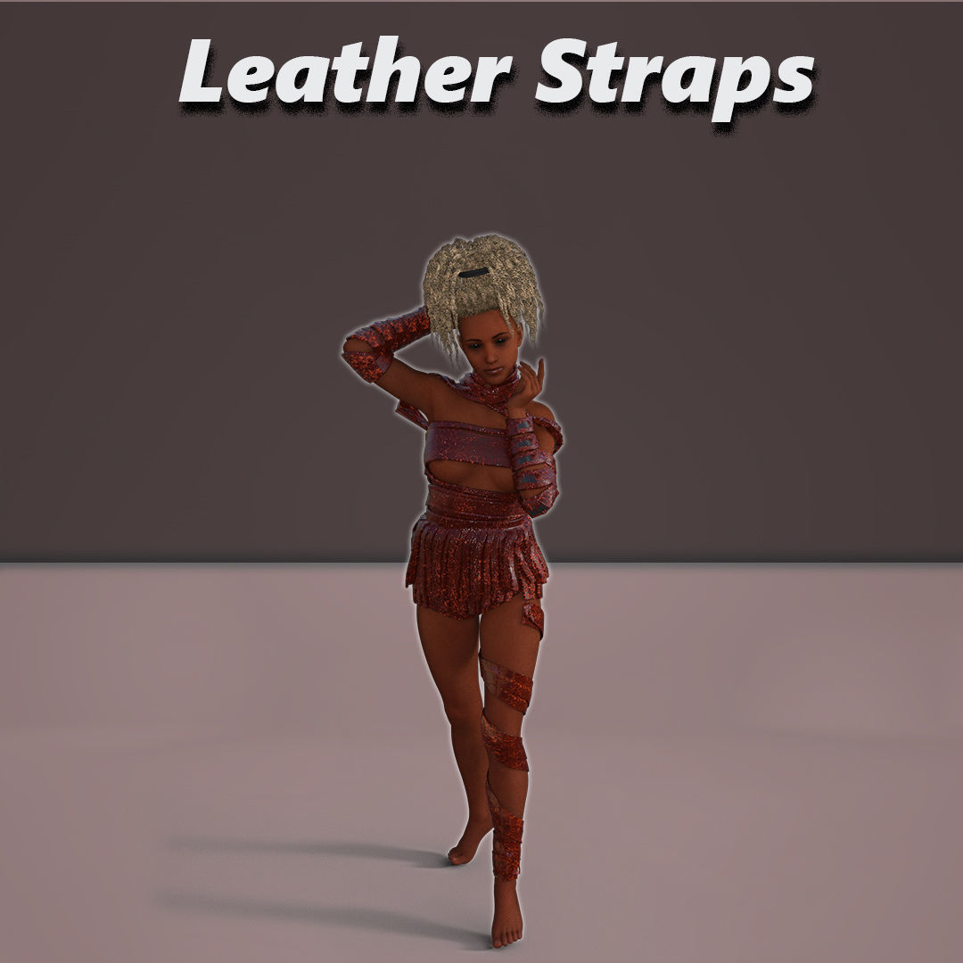 Leather Straps Outfit for Genesis 8 Female and G9 Feminine 3D model
