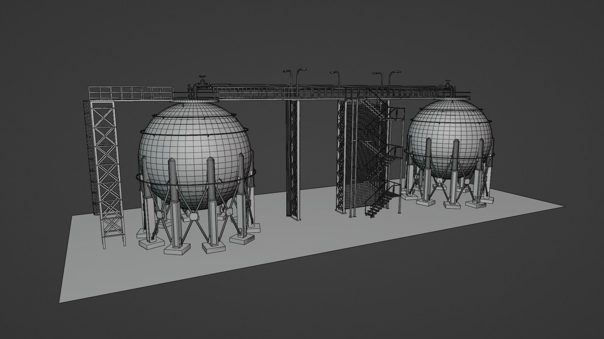 Realistic Twin Gas Storage 3D model | CGTrader