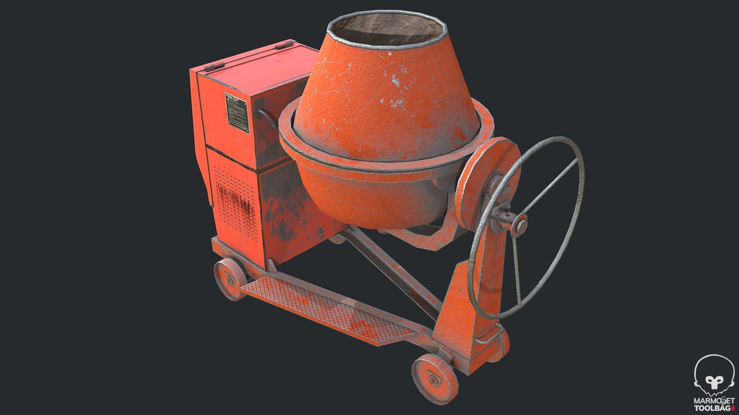 3D model Concrete Mixer Water Tank PalletCement Bag Concrete