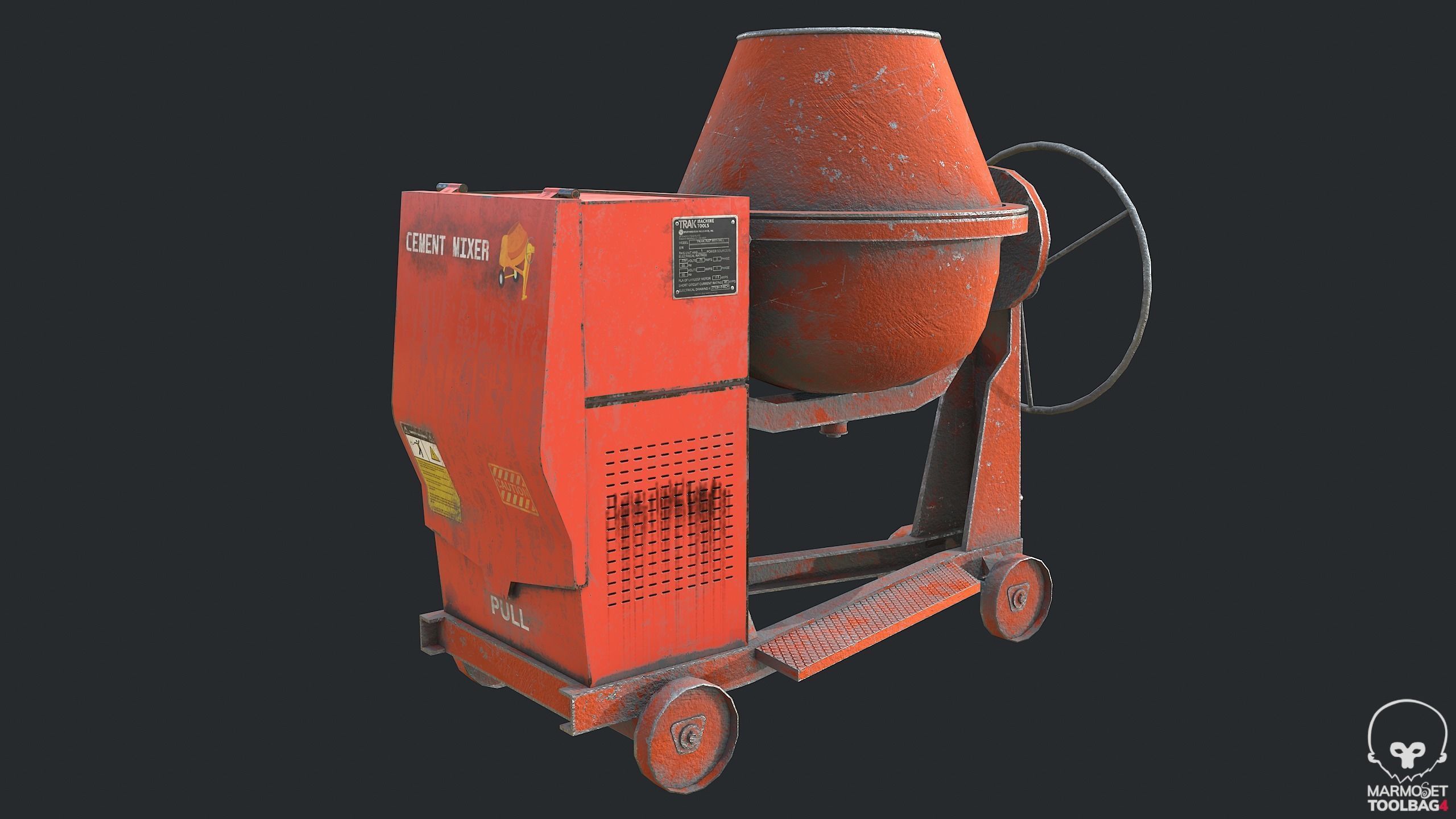 3D model Concrete Mixer Water Tank PalletCement Bag Concrete