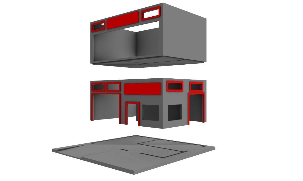2 storey Diorama Garage Diecast Garage 1 64 scale 3D model 3D printable