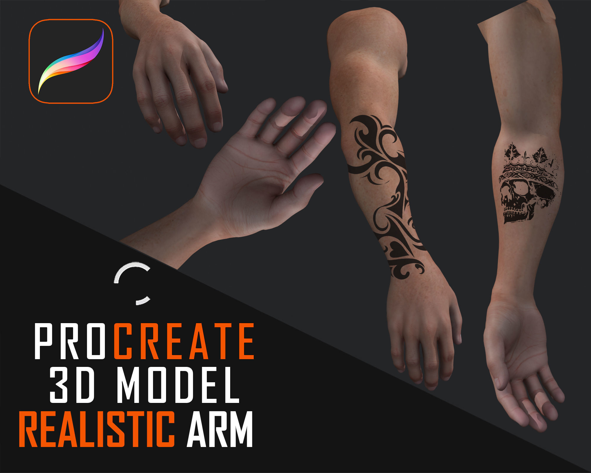 Procreate 3D Model Realistic Arm Male 3D model CGTrader