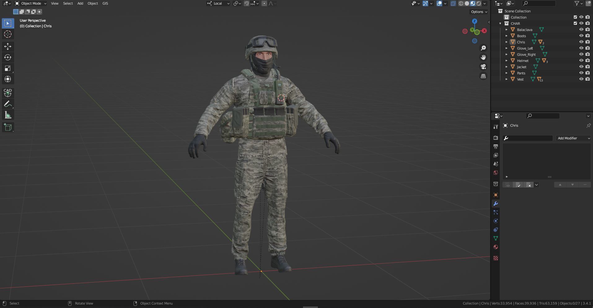 3D model MILITARY Game Ready Croatian Soldier Character VR / AR / low ...