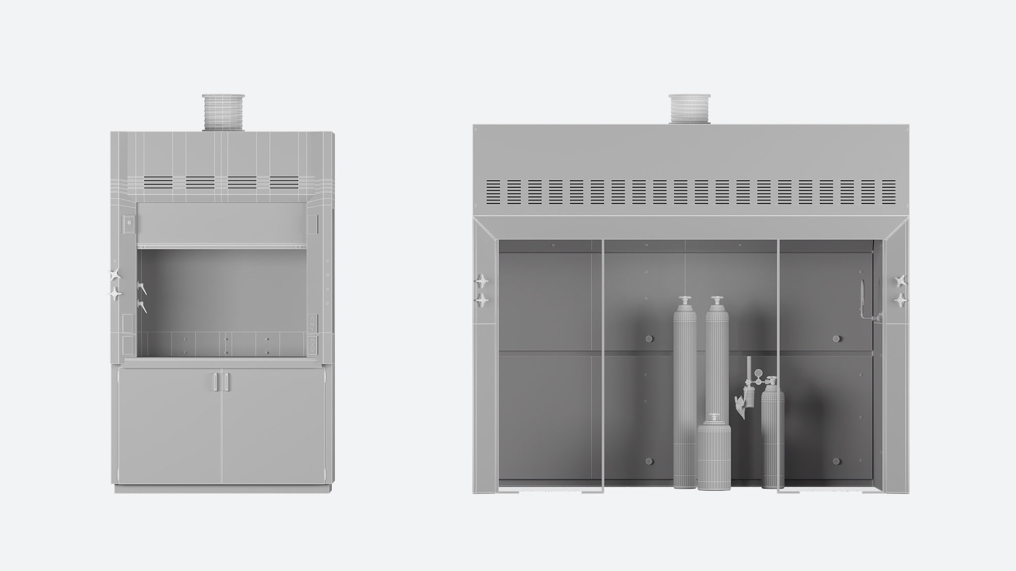 Fume Hood Set 3D model CGTrader