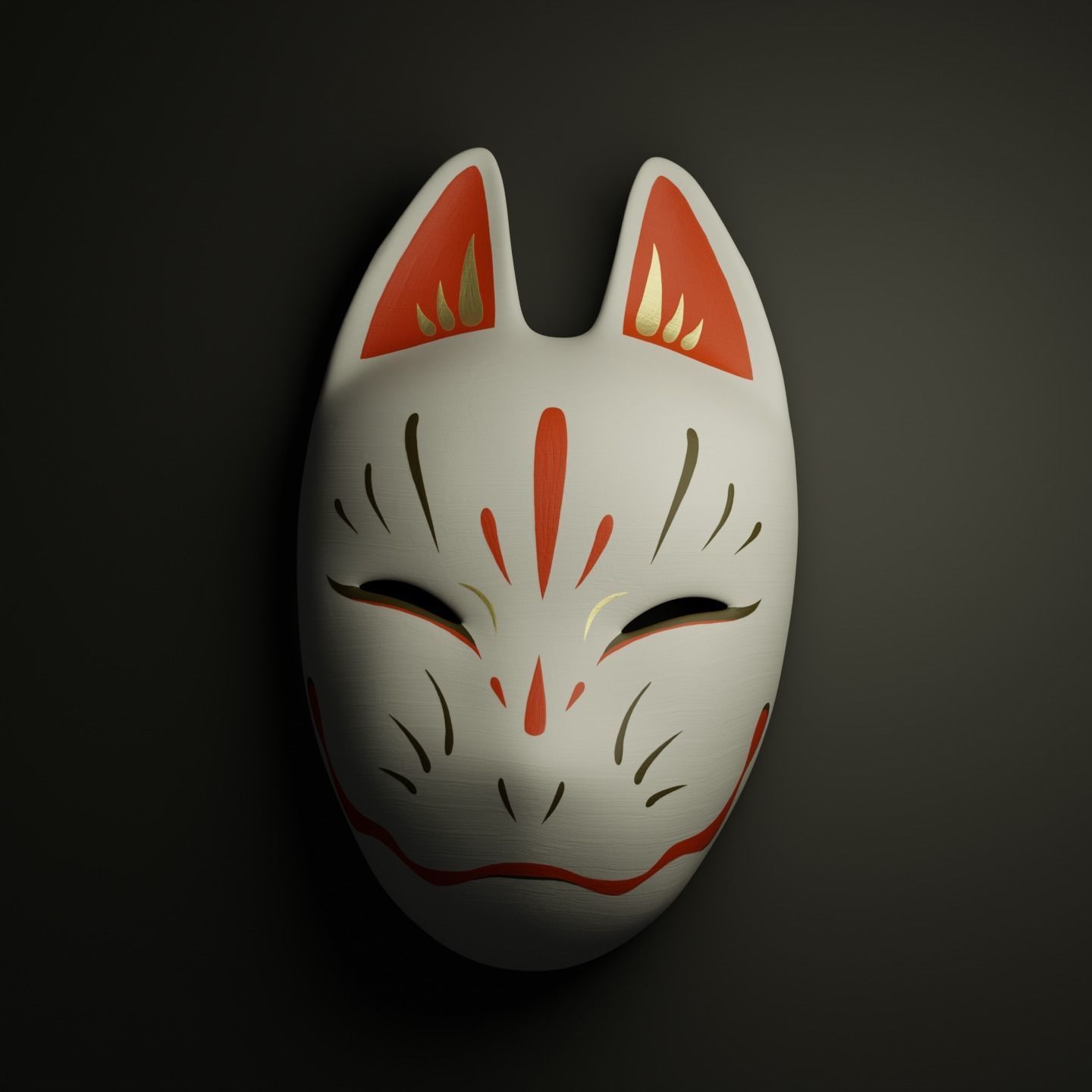 Japanese Kitsune Mask 3D model CGTrader