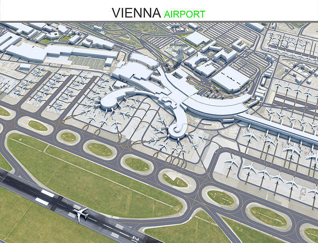 3D model Vienna Airport 12km VR / AR / lowpoly CGTrader