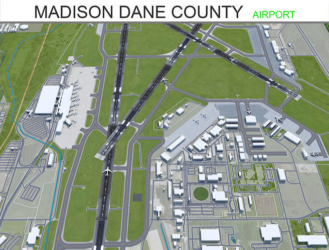 3D model Madison Dane County Airport 10km VR / AR / lowpoly CGTrader