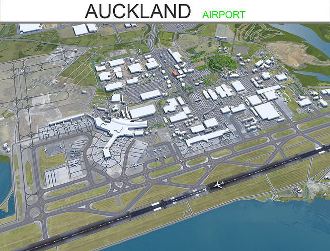 3D model Auckland Airport 10km VR / AR / low-poly | …
