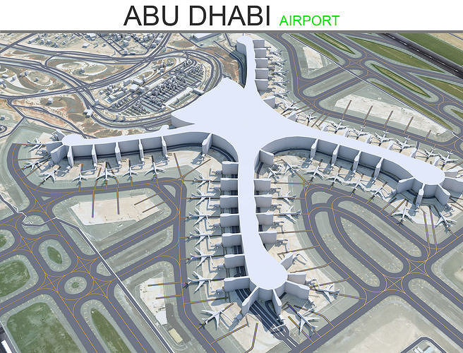 3D model Abu Dhabi Airport 15km VR / AR / lowpoly CGTrader
