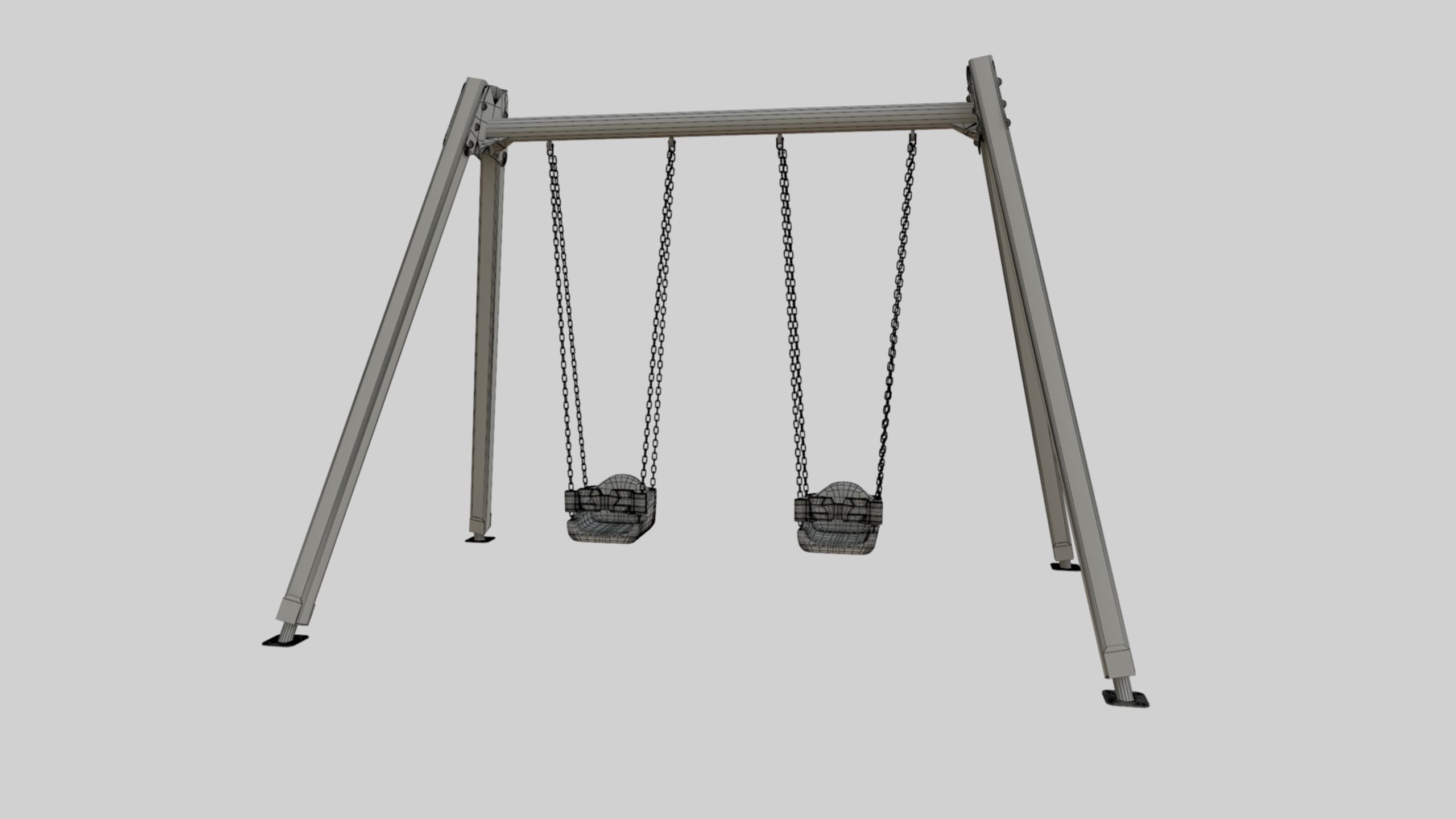 Playground Double Swing 01 3D model CGTrader