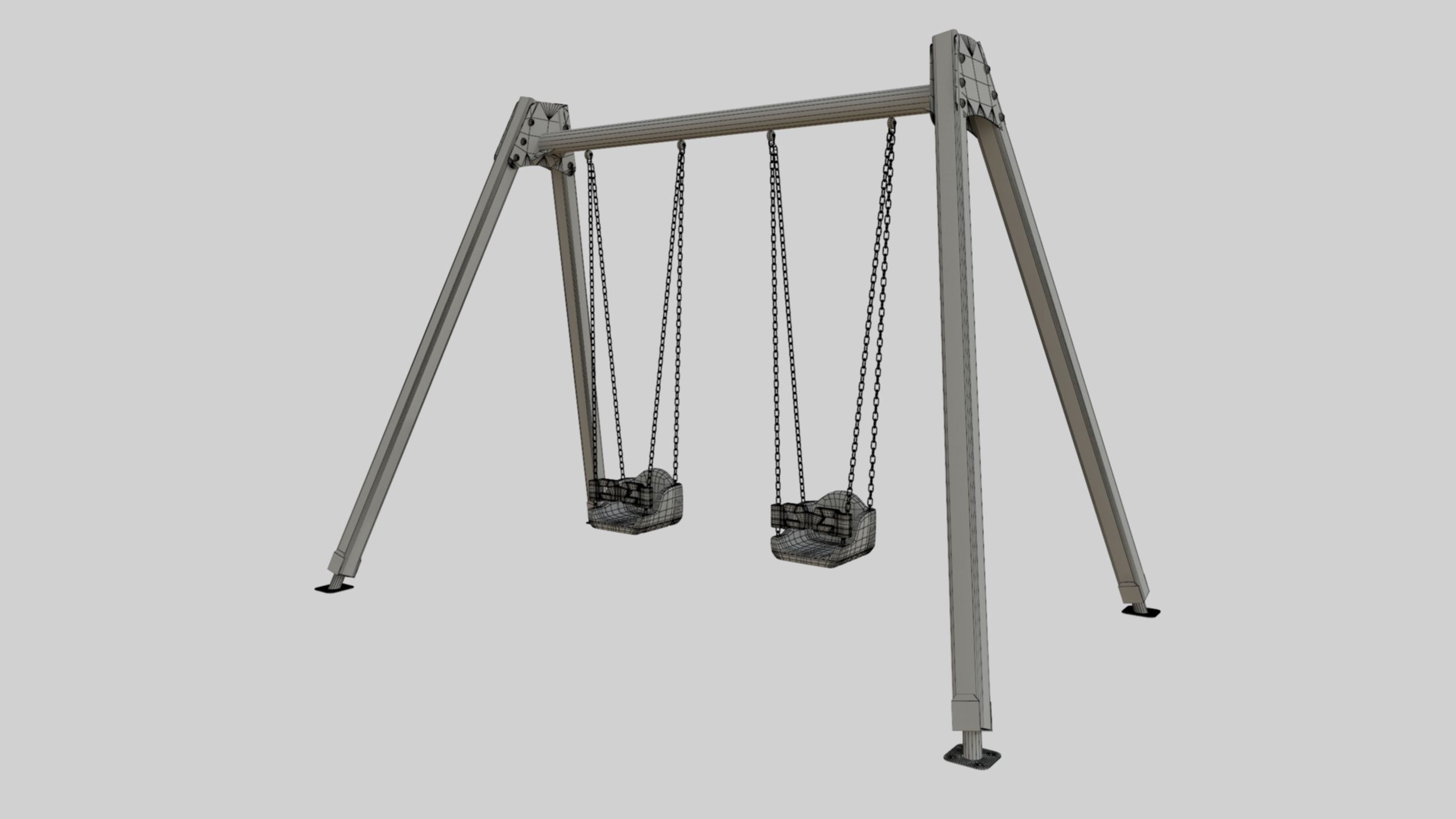 Playground Double Swing 01 3D model CGTrader