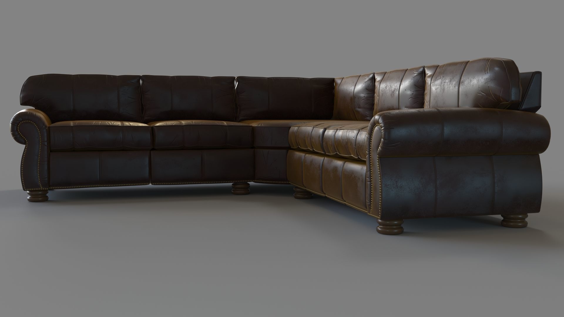 Thomasville Benjamin Chocolate Brown Leather Sectional Sofa 3D model