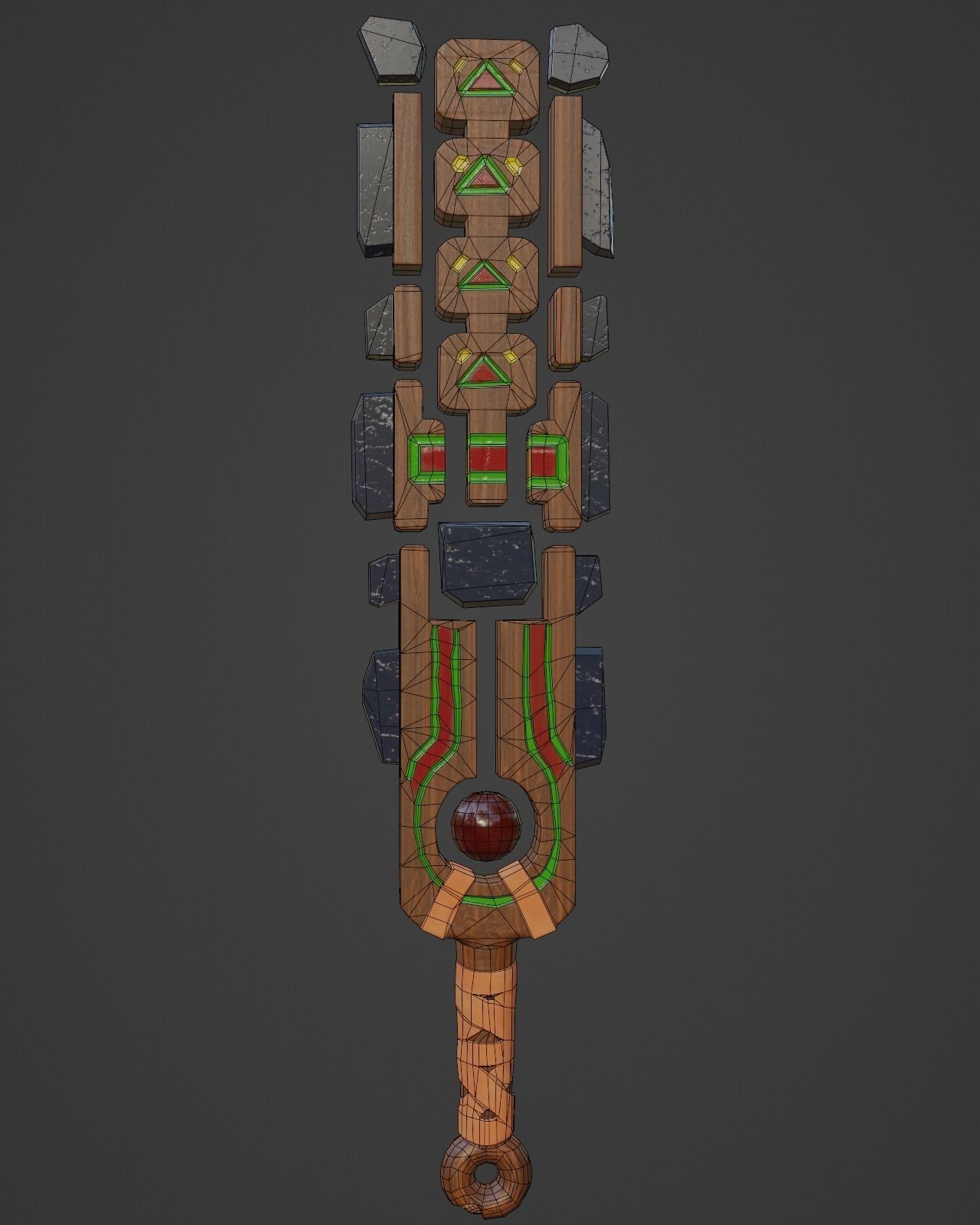 3D model Wooden sword stylized PBR low poly game ready VR / AR / low ...