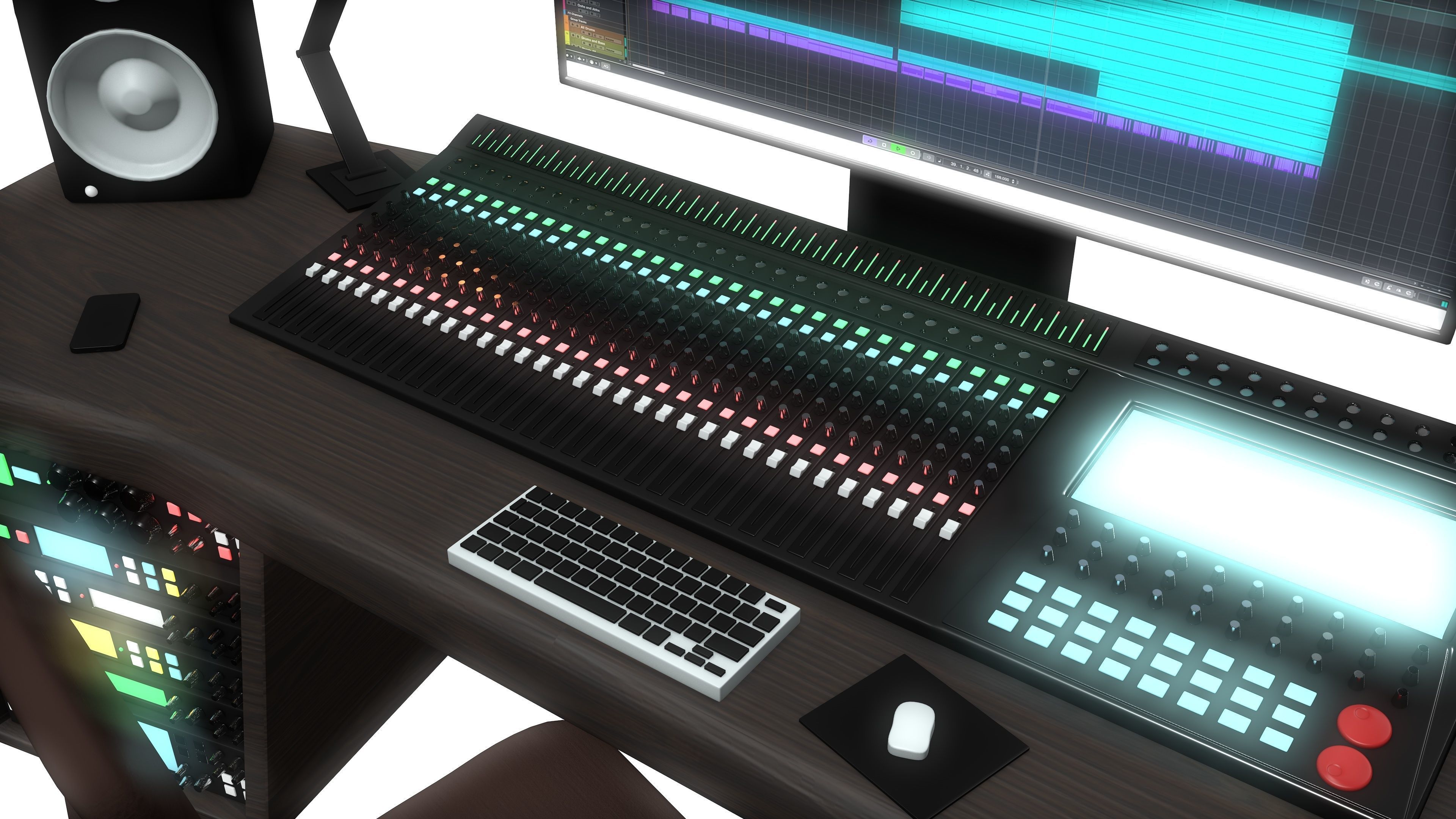Music Studio Desk Setup 3D model CGTrader