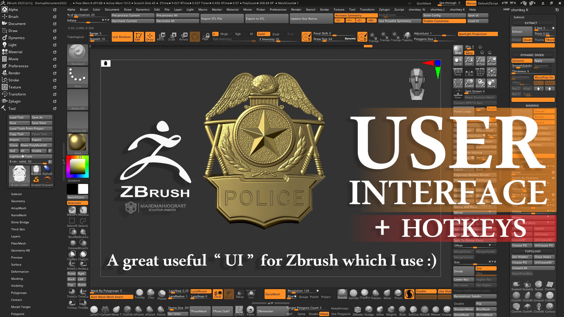 my great useful User Interface for Zbrush and hotkey 3D model CGTrader