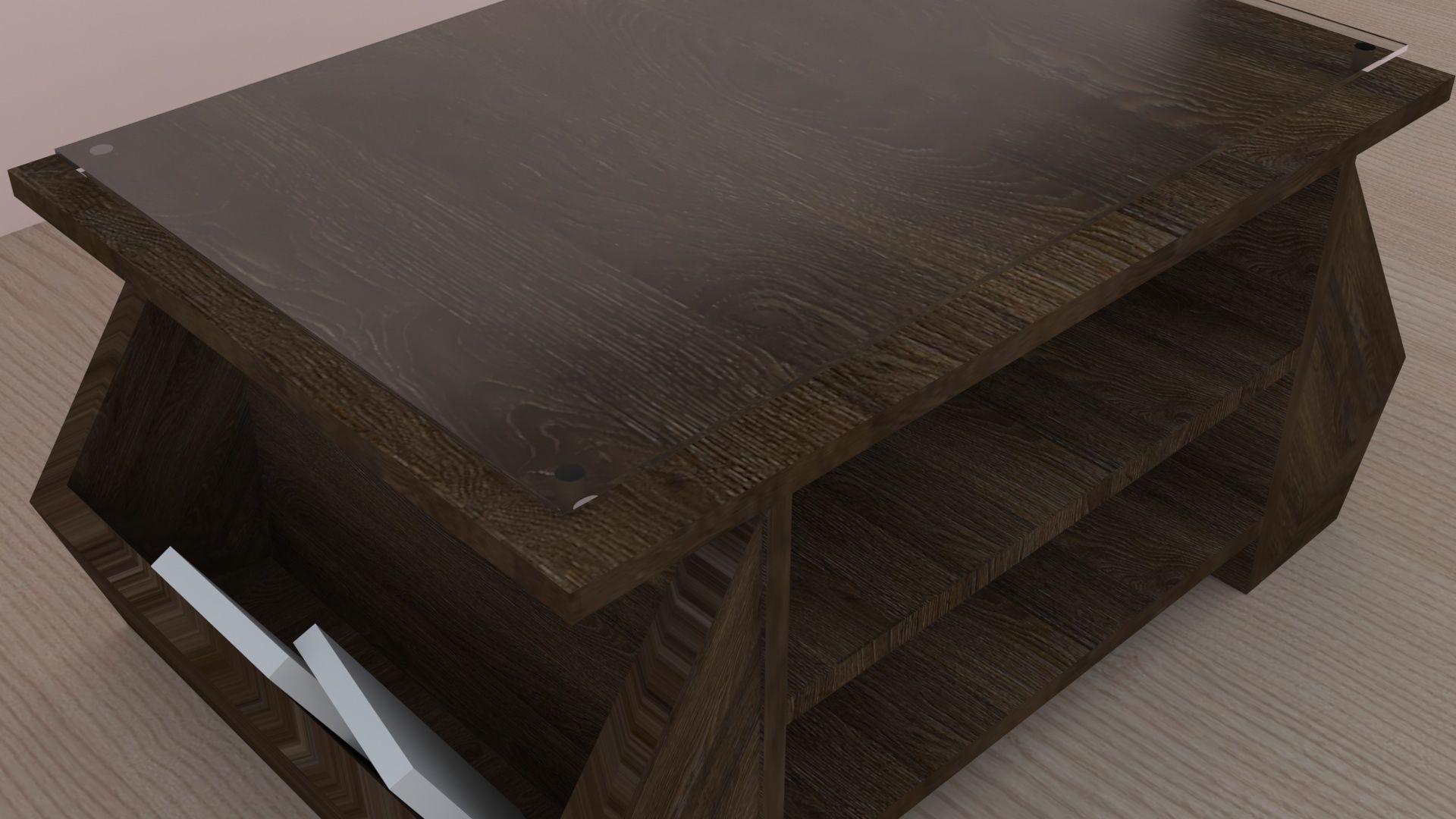 3D model Zeno Coffee Table in African oak Finish VR / AR / lowpoly