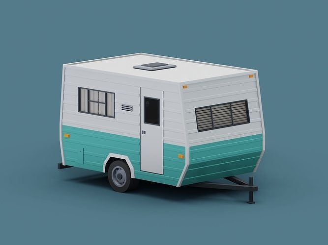 3D model Stylized Small Camper Trailer Classic VR / AR / lowpoly