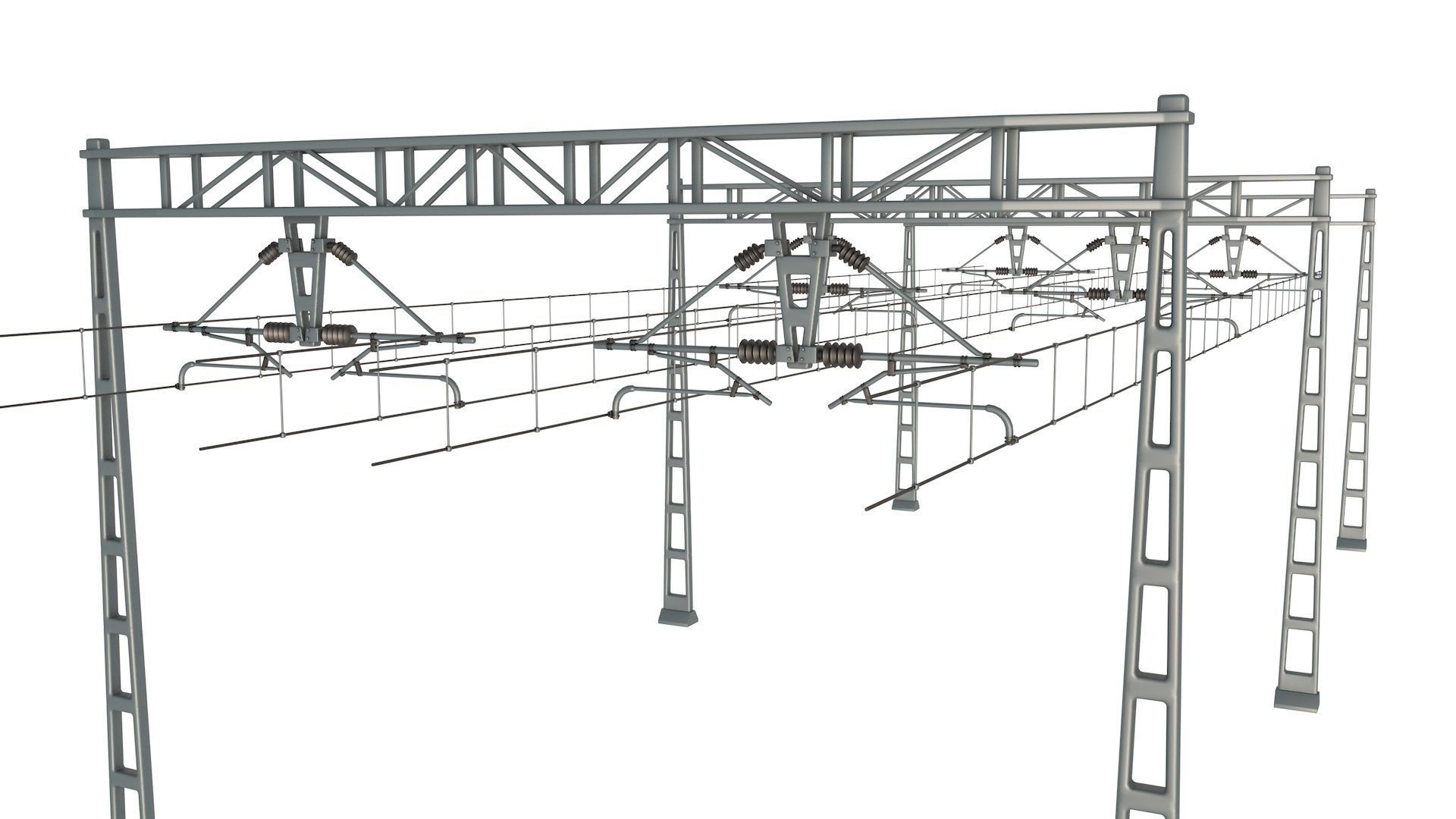 Modular Railway Catenary 3D model CGTrader