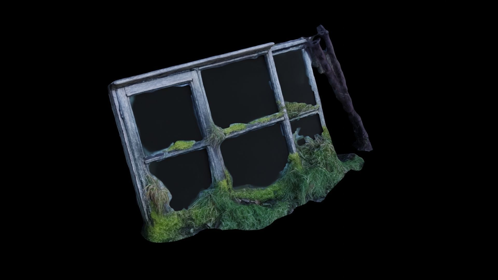 3D model 4K Old Overgrown Wooden Window Frame Photoscan VR / AR / low ...