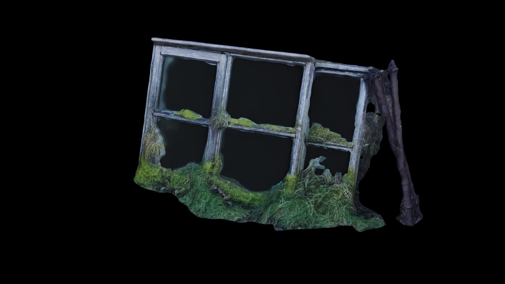 3D model 4K Old Overgrown Wooden Window Frame Photoscan VR / AR / low ...