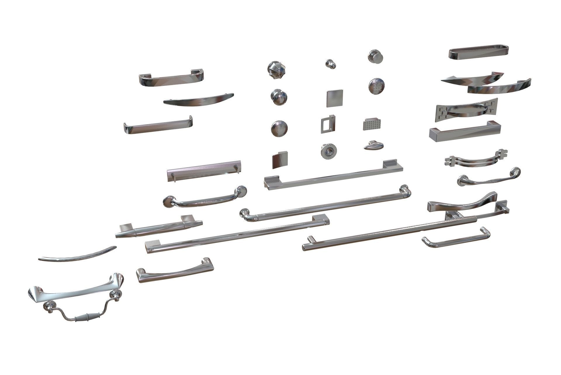 handles for kitchen or furniture doors drawer 3d model 3D