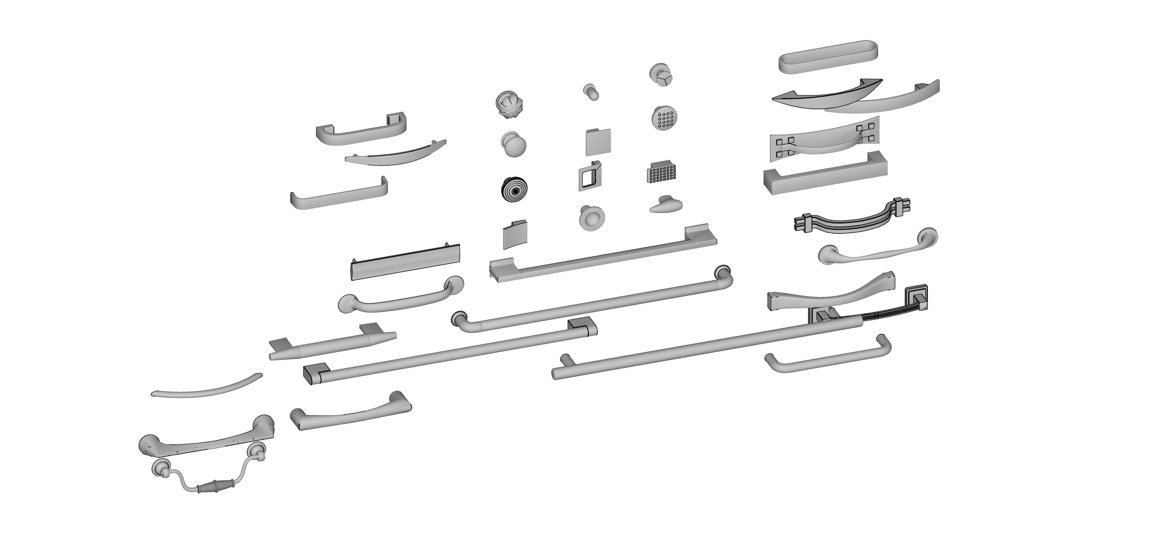 handles for kitchen or furniture doors drawer 3d model 3D