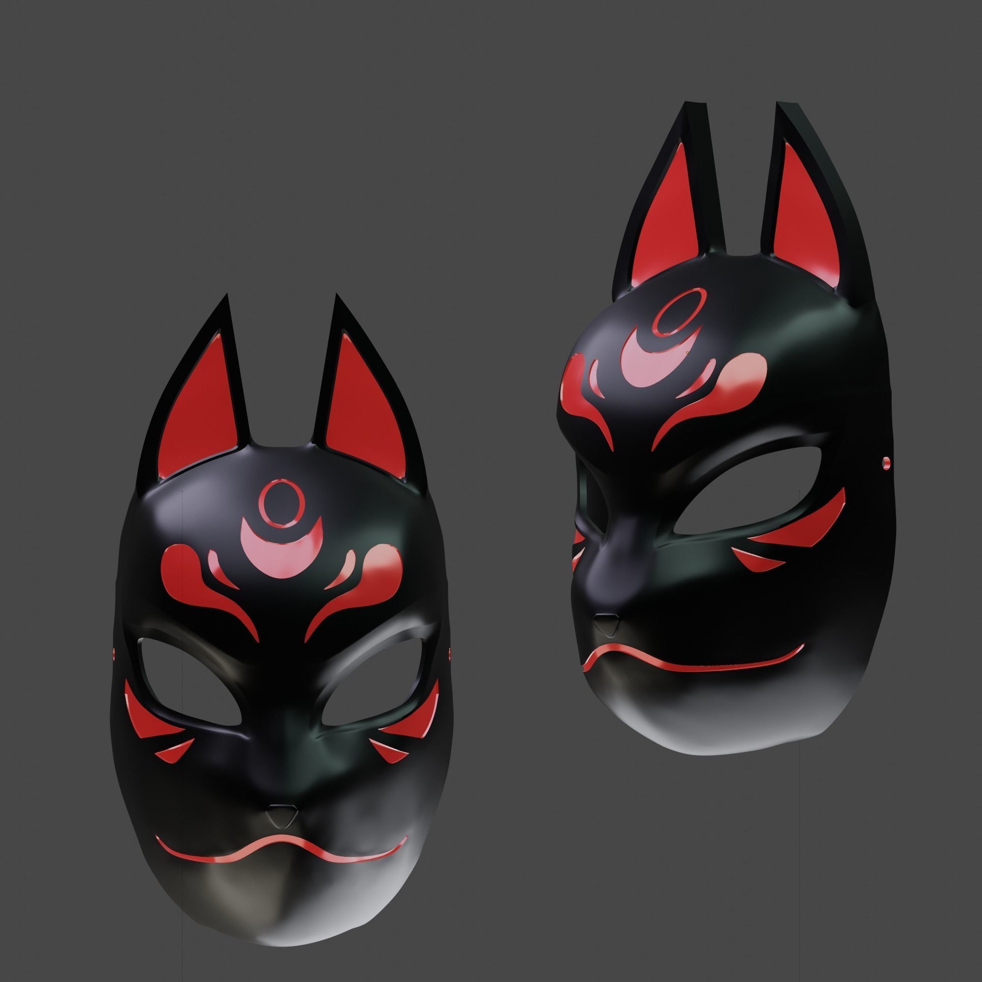 Kitsune mask Japanese Fox Masks 3D model 3D printable CGTrader