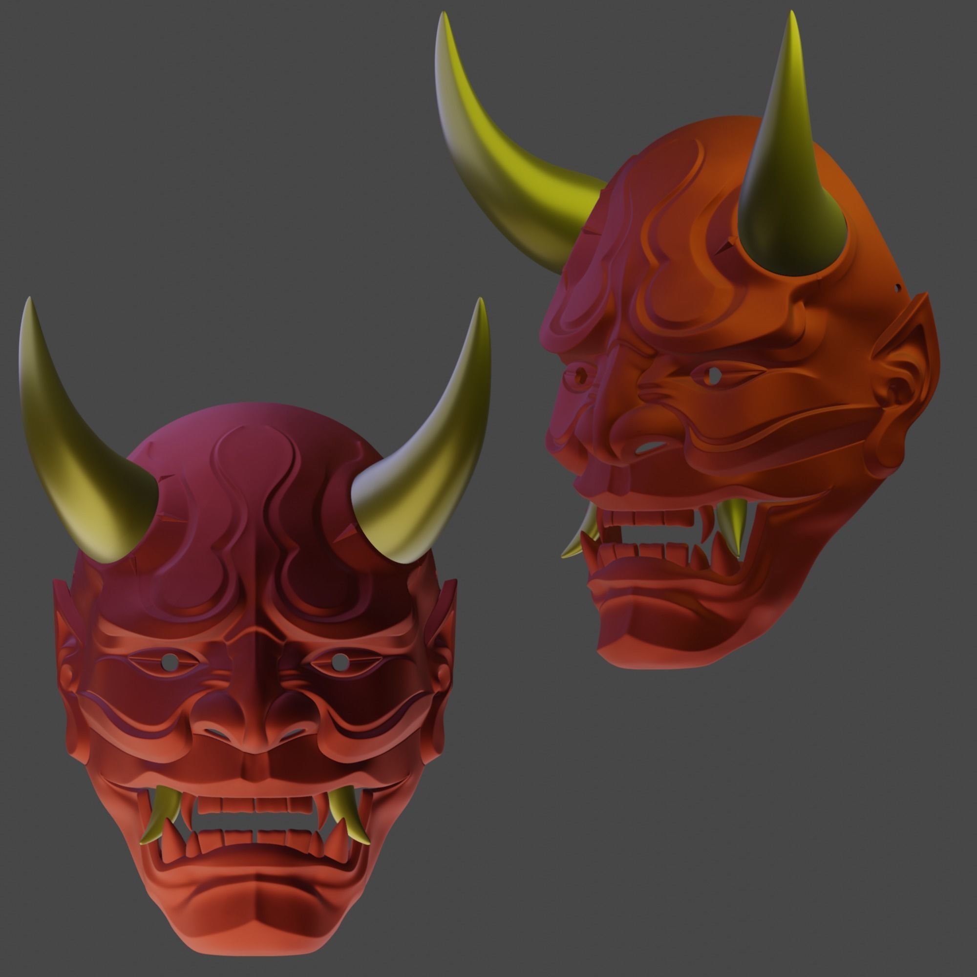 Oni mask Masks 3D model 3D printable CGTrader