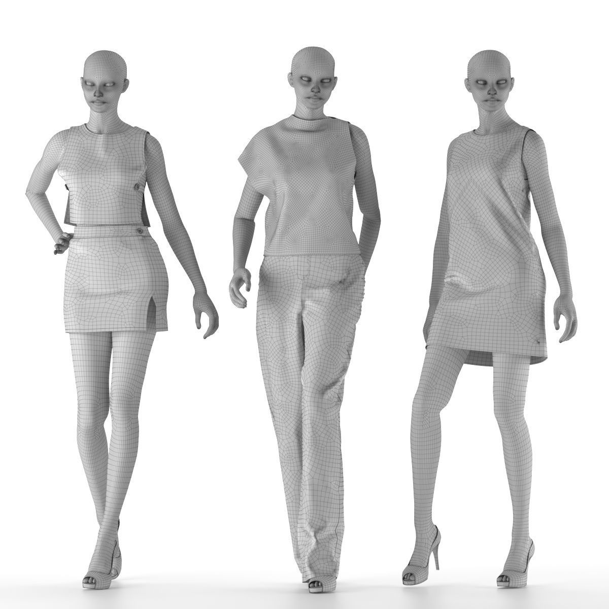 Mannequin Set 02 free VR / AR / lowpoly 3D model CGTrader