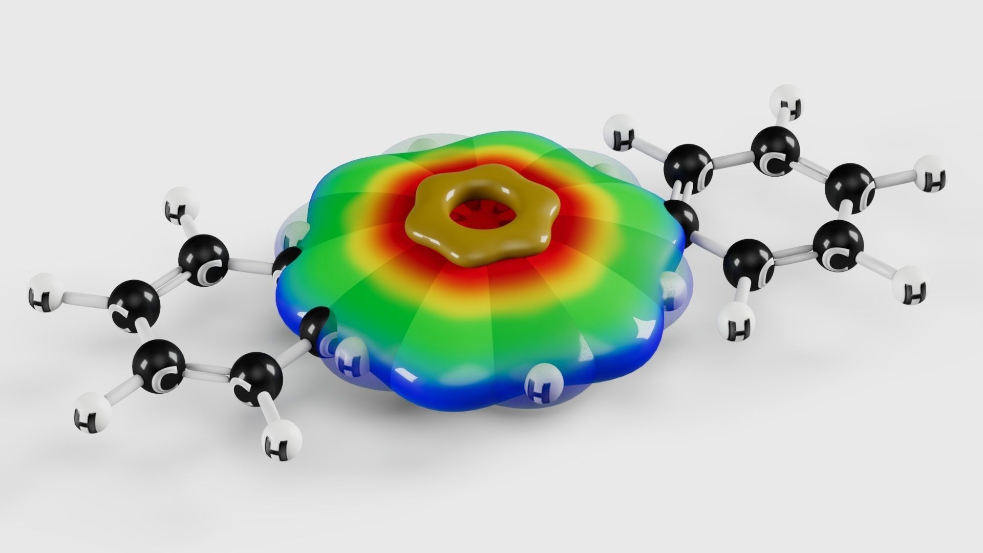 Benzene orbital structure 3D model CGTrader