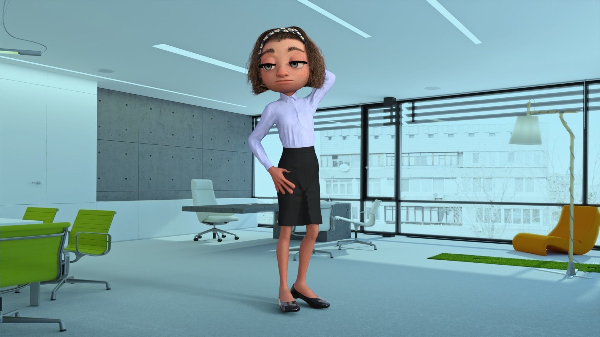 Secretary Animation Cartoon Secretary Rigged 3D model rigged | CGTrader
