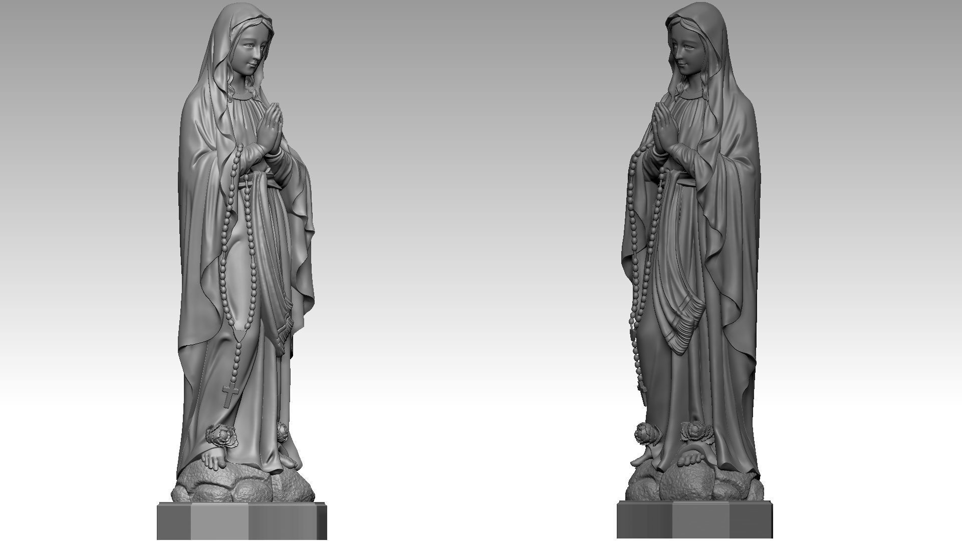 Virgin Mary Notre Dame de Lourdes 3D model 3D printable CGTrader