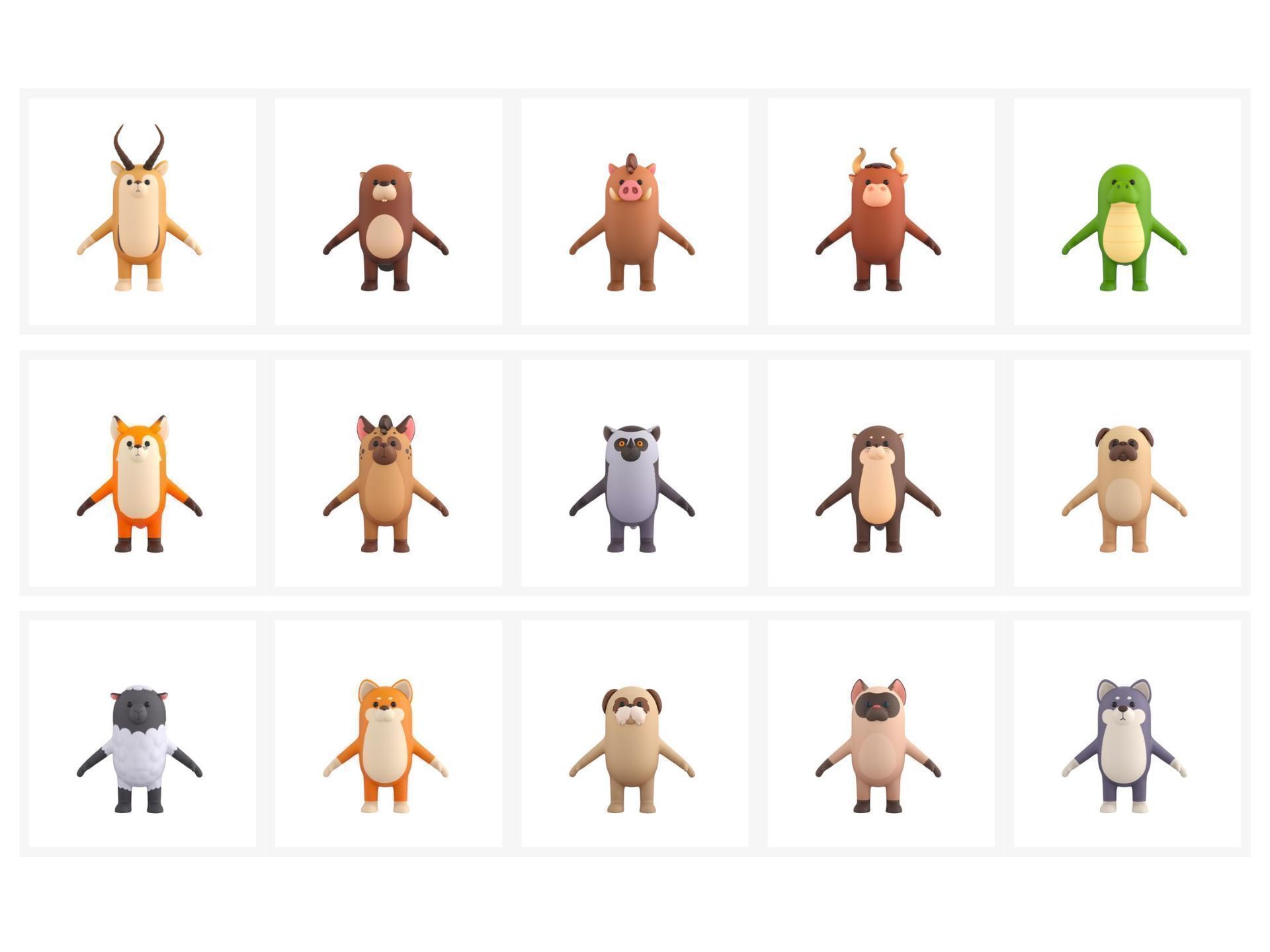 Cartoon Animals Model Pack 3 3D model CGTrader