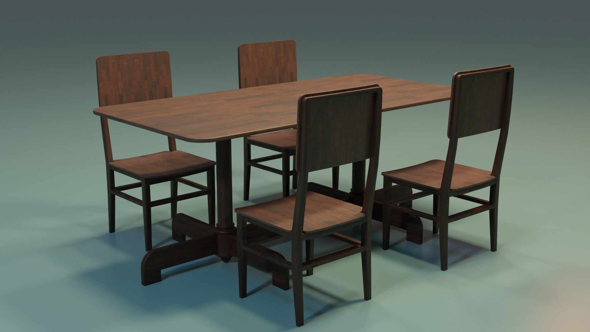 3D model Indian style dining table and chairs set VR / AR / low-poly ...
