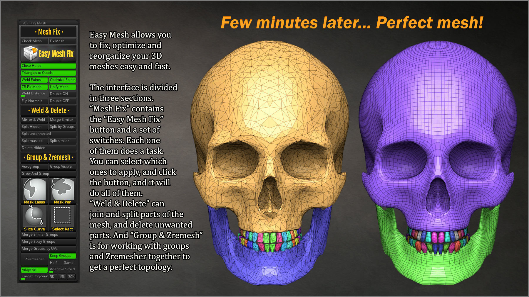 Easy Mesh ZBrush Plugin 3D model CGTrader