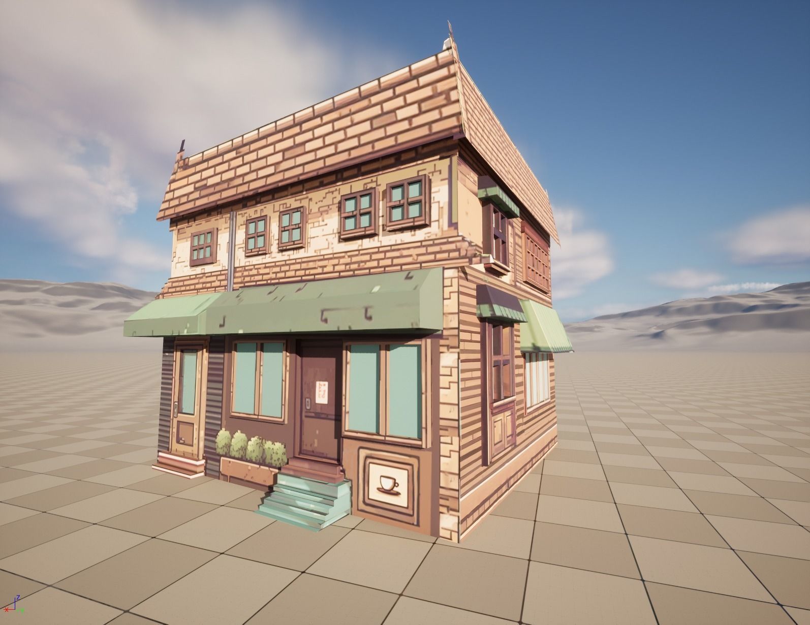 Pixel Art Coffee Shop Building 3D Game Ready Asset free VR / AR / low ...