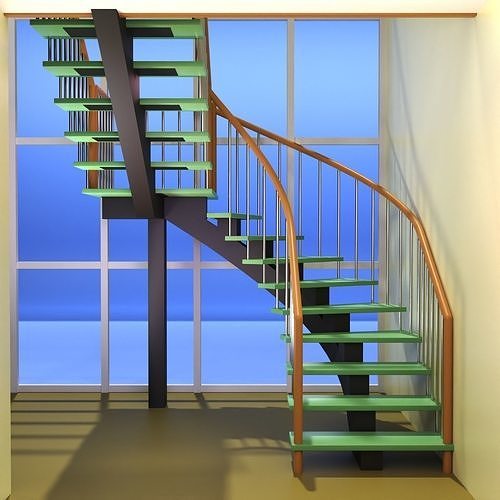 Ladder spiral staircase 3D model rigged CGTrader